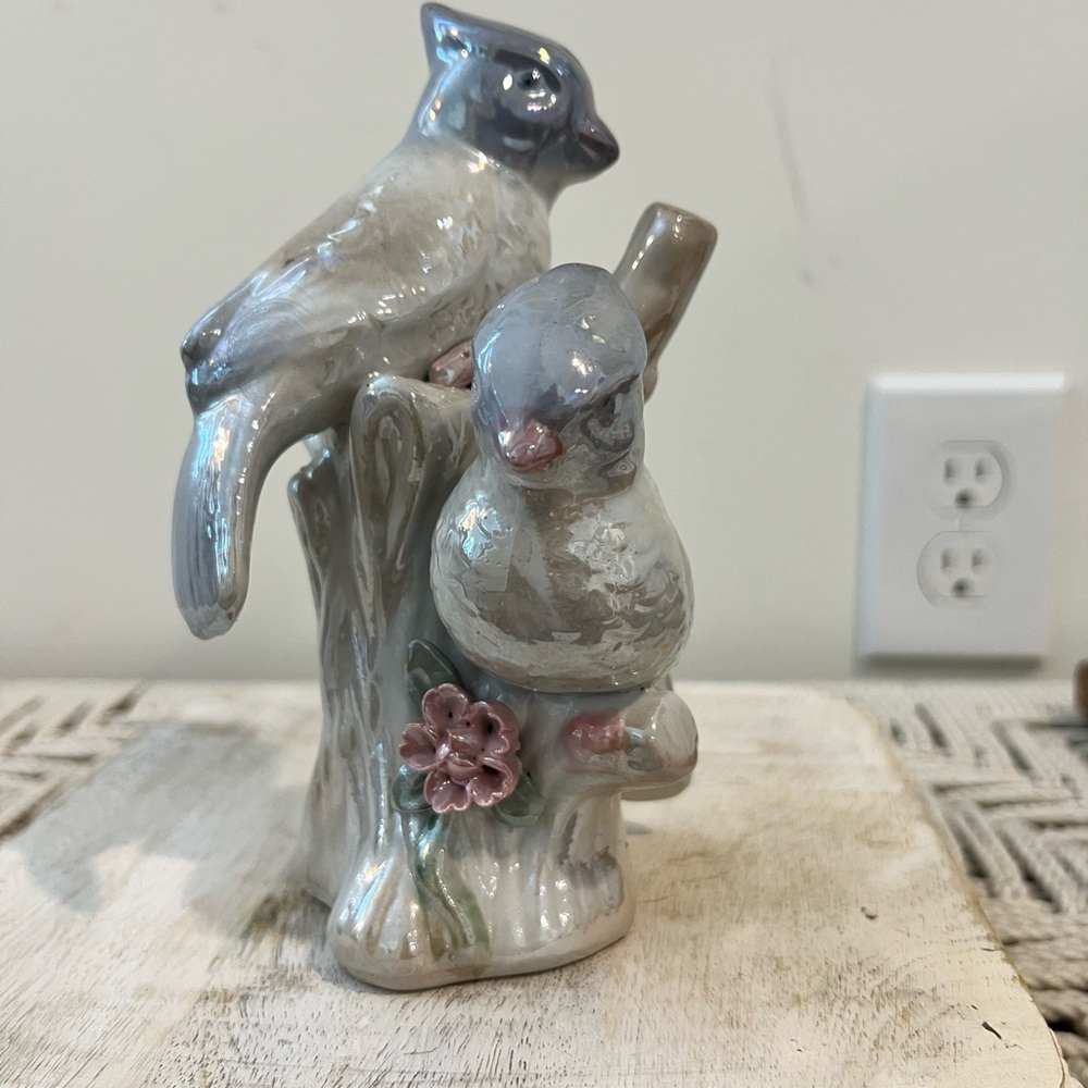 Vintage MCM Ceramic Bird Figurine - Gray and blue